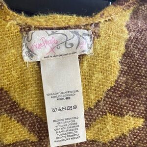 Free People Mustard and Chocolate Sweater